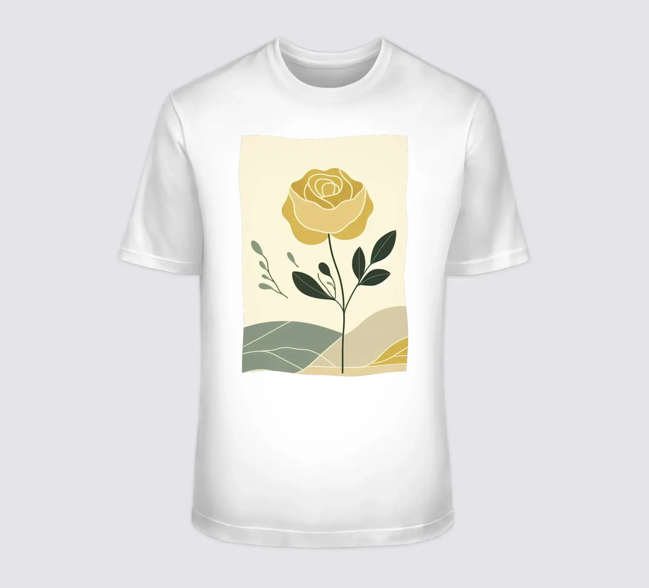 Dessin au trait minimaliste d'une rose jaune t-shirt de Bloom And Brush