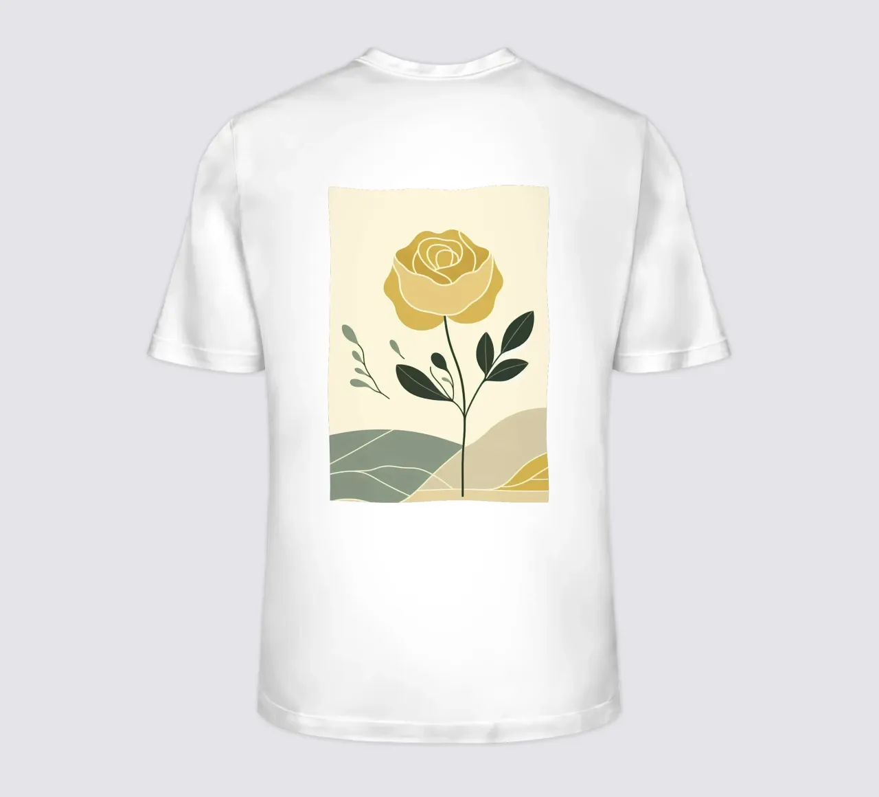 Dessin au trait minimaliste d'une rose jaune t-shirt de Bloom And Brush