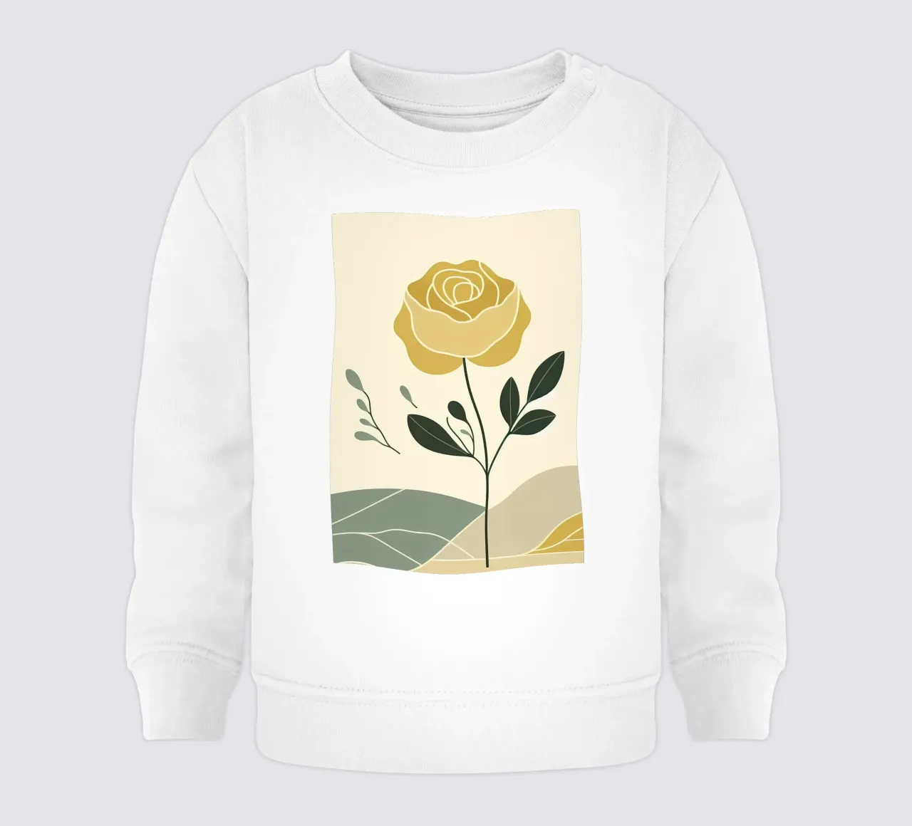Dessin au trait minimaliste d'une rose jaune sweat pour bébé de Bloom And Brush