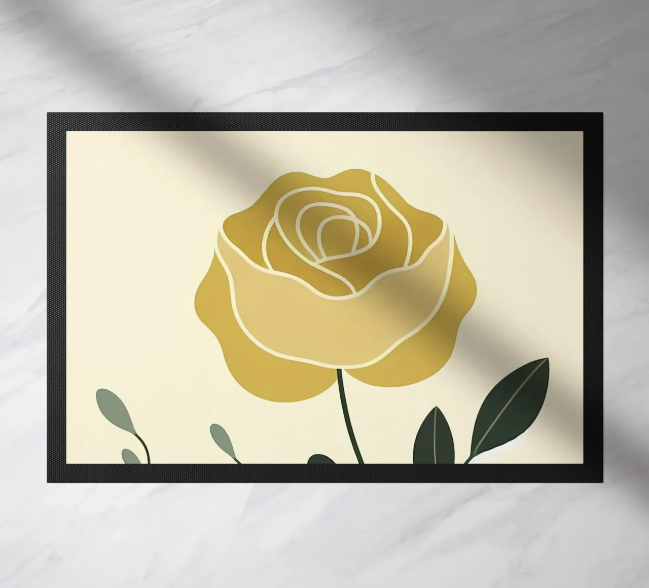 Dessin au trait minimaliste d'une rose jaune paillasson de Bloom And Brush