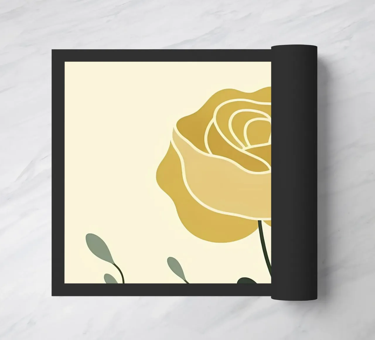 Dessin au trait minimaliste d'une rose jaune paillasson de Bloom And Brush