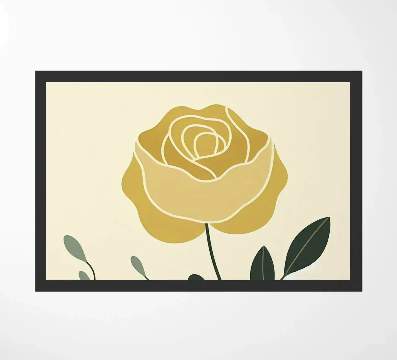 Dessin au trait minimaliste d'une rose jaune paillasson de Bloom And Brush