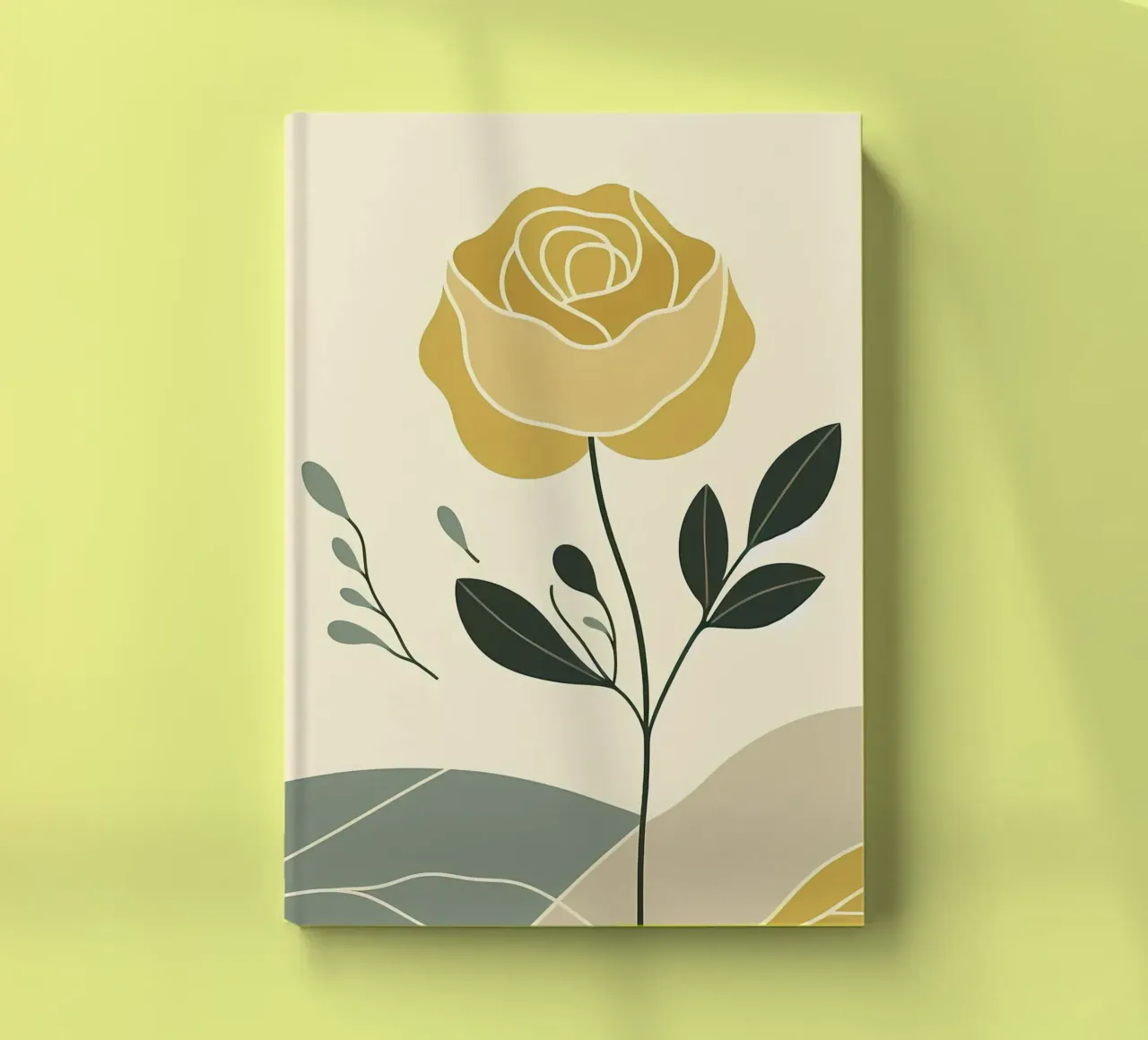 Dessin au trait minimaliste d'une rose jaune carnet de notes de Bloom And Brush