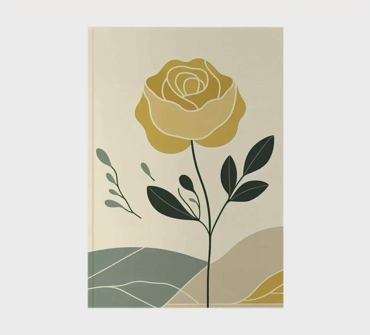 Dessin au trait minimaliste d'une rose jaune carnet de notes de Bloom And Brush