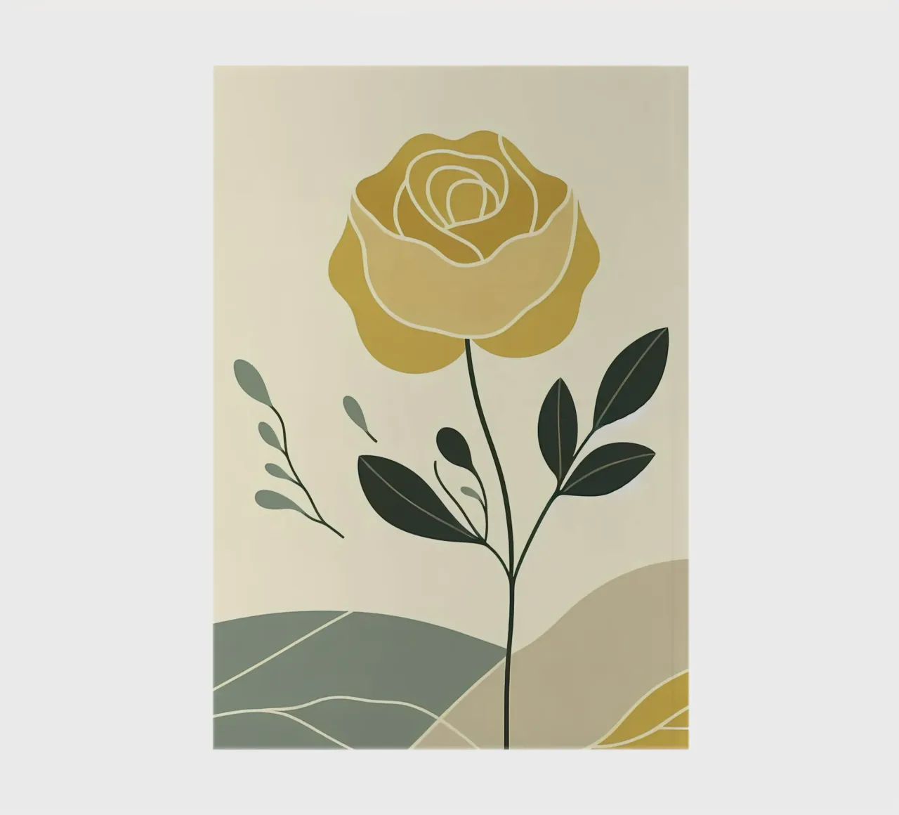 Dessin au trait minimaliste d'une rose jaune carnet de notes de Bloom And Brush