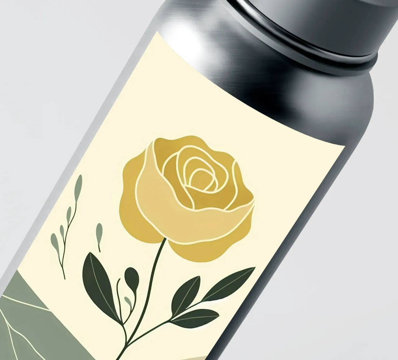 Dessin au trait minimaliste d'une rose jaune autocollant de Bloom And Brush