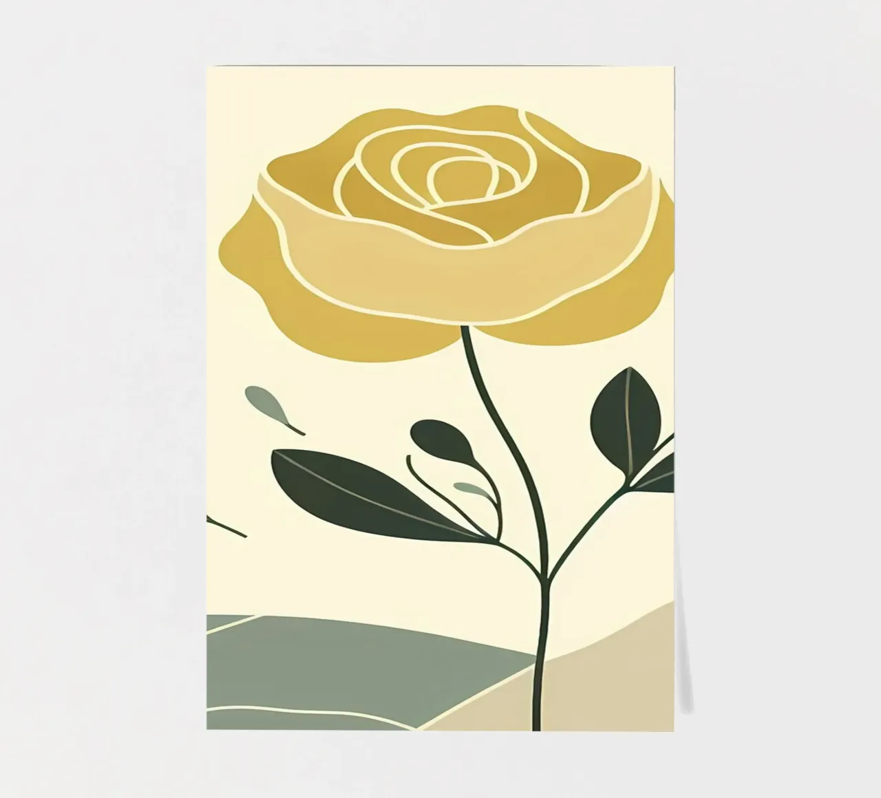 Dessin au trait minimaliste d'une rose jaune planche autocollant de Bloom And Brush