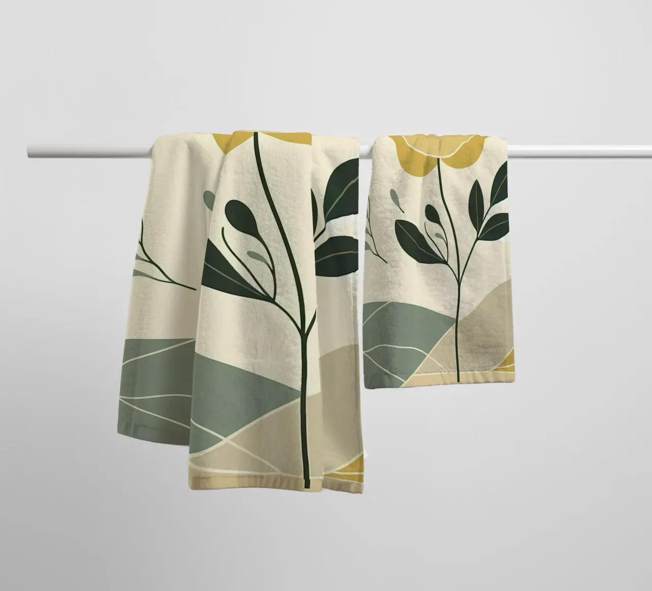 Dessin au trait minimaliste d'une rose jaune serviette de bain de Bloom And Brush