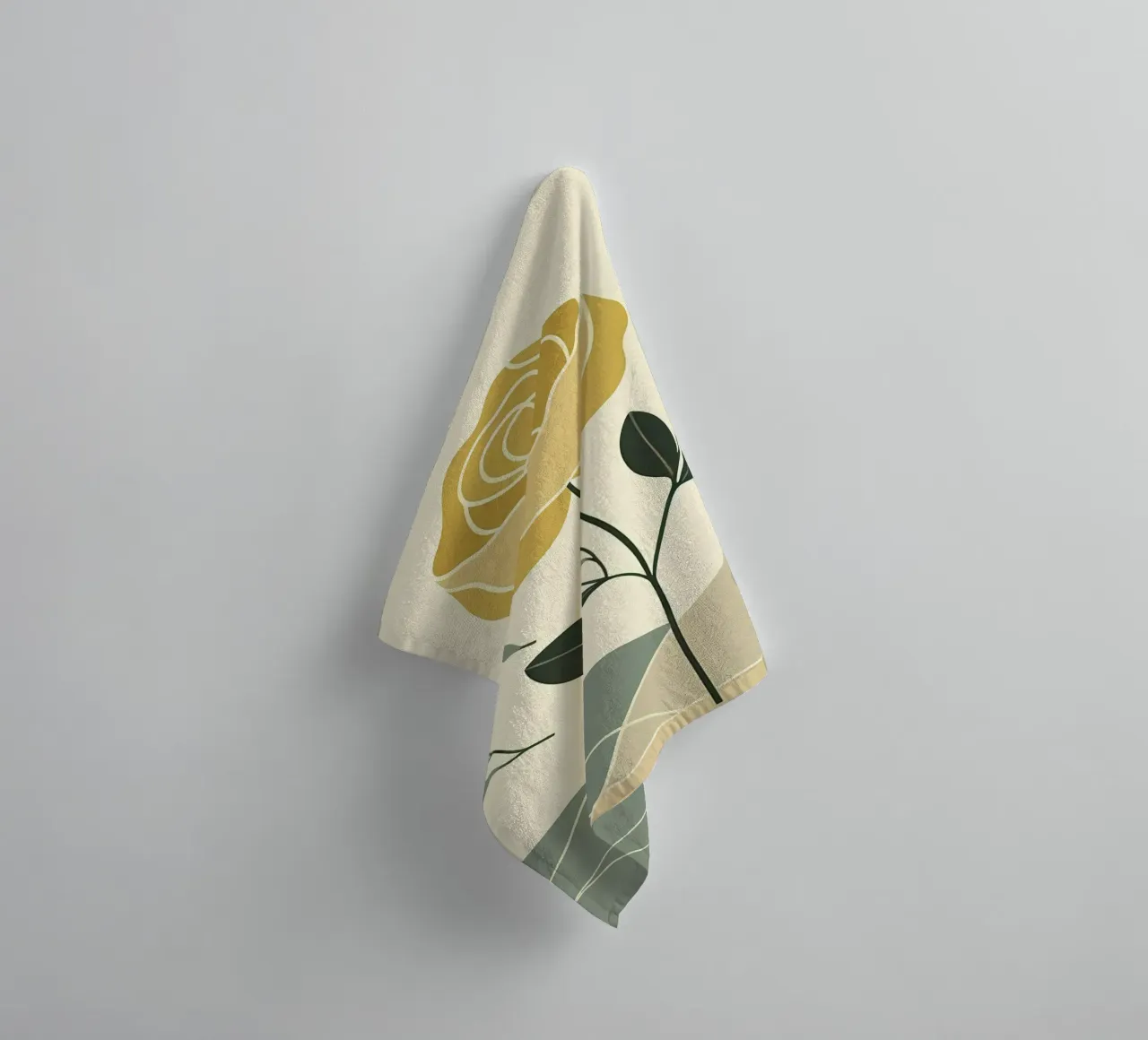 Dessin au trait minimaliste d'une rose jaune serviette de bain de Bloom And Brush
