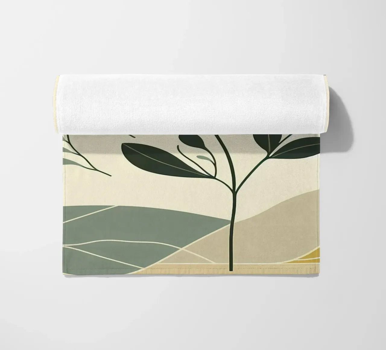 Dessin au trait minimaliste d'une rose jaune serviette de plage de Bloom And Brush