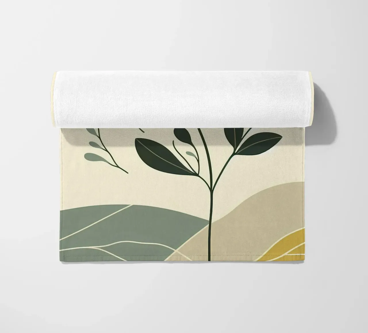 Dessin au trait minimaliste d'une rose jaune serviette de plage de Bloom And Brush