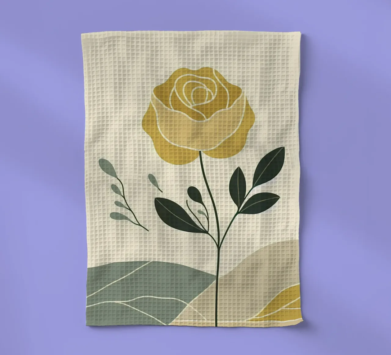 Dessin au trait minimaliste d'une rose jaune torchon de Bloom And Brush