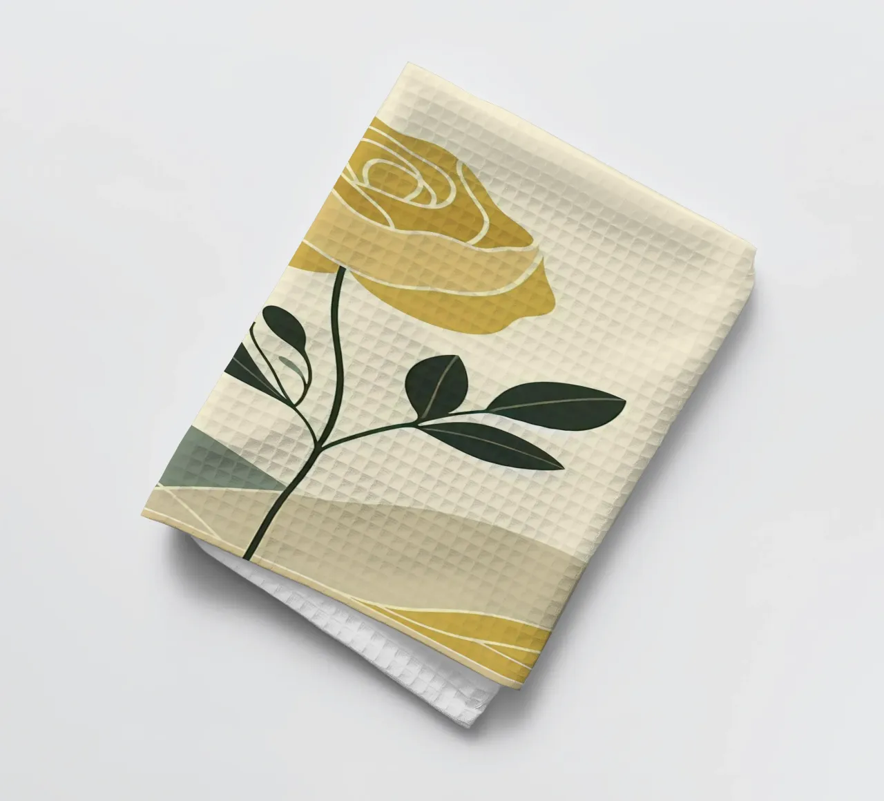 Dessin au trait minimaliste d'une rose jaune torchon de Bloom And Brush