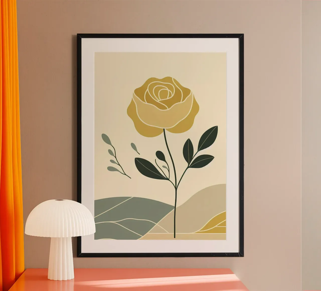 Dessin au trait minimaliste d'une rose jaune hahnemühle de Bloom And Brush