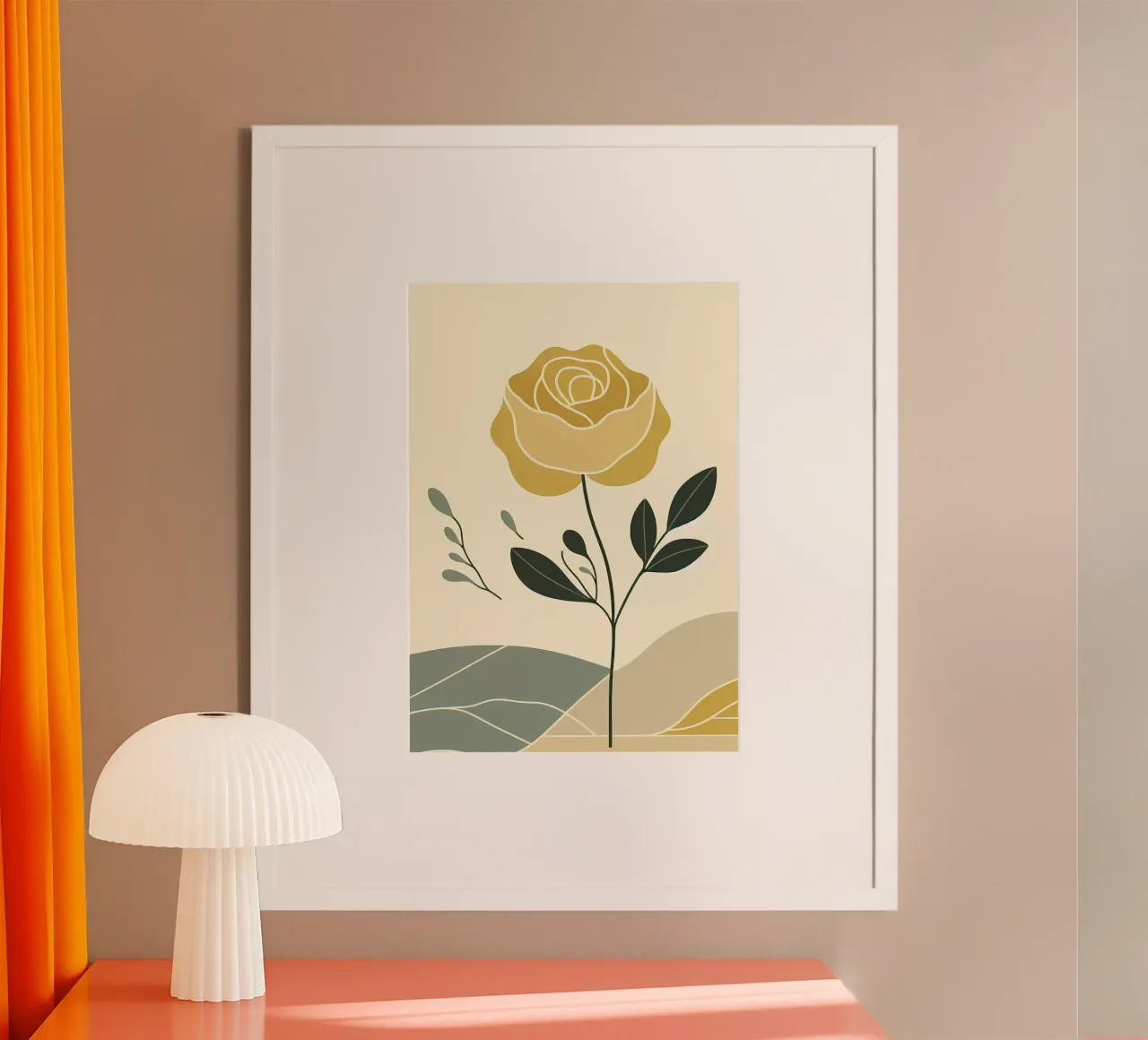 Dessin au trait minimaliste d'une rose jaune hahnemühle de Bloom And Brush