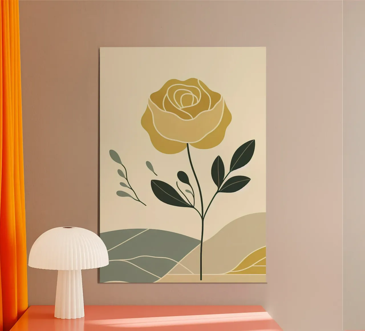 Dessin au trait minimaliste d'une rose jaune hahnemühle de Bloom And Brush
