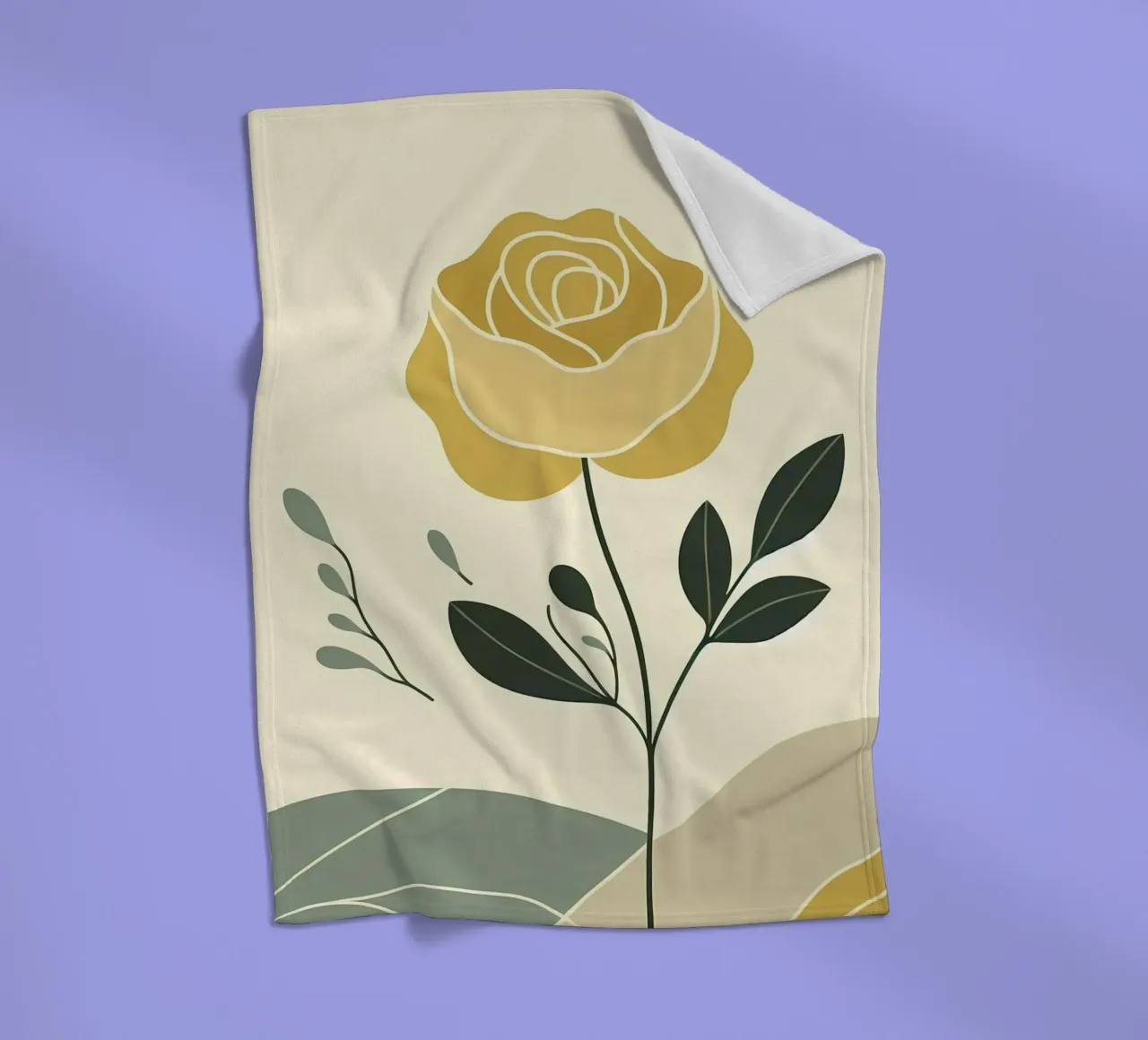 Dessin au trait minimaliste d'une rose jaune plaid polaire de Bloom And Brush