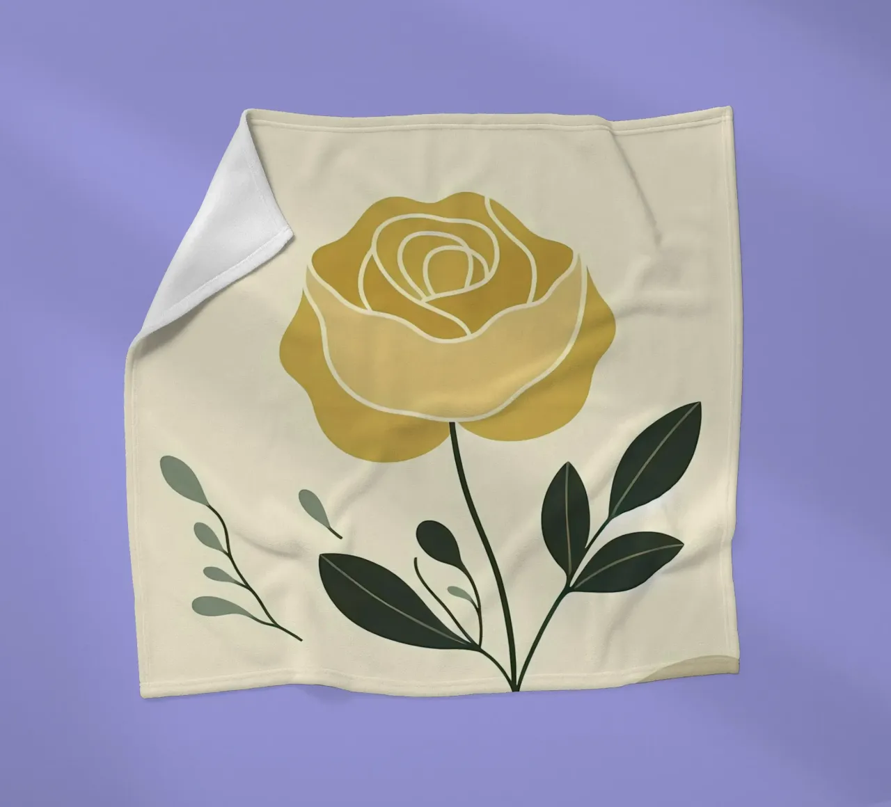 Dessin au trait minimaliste d'une rose jaune plaid polaire de Bloom And Brush