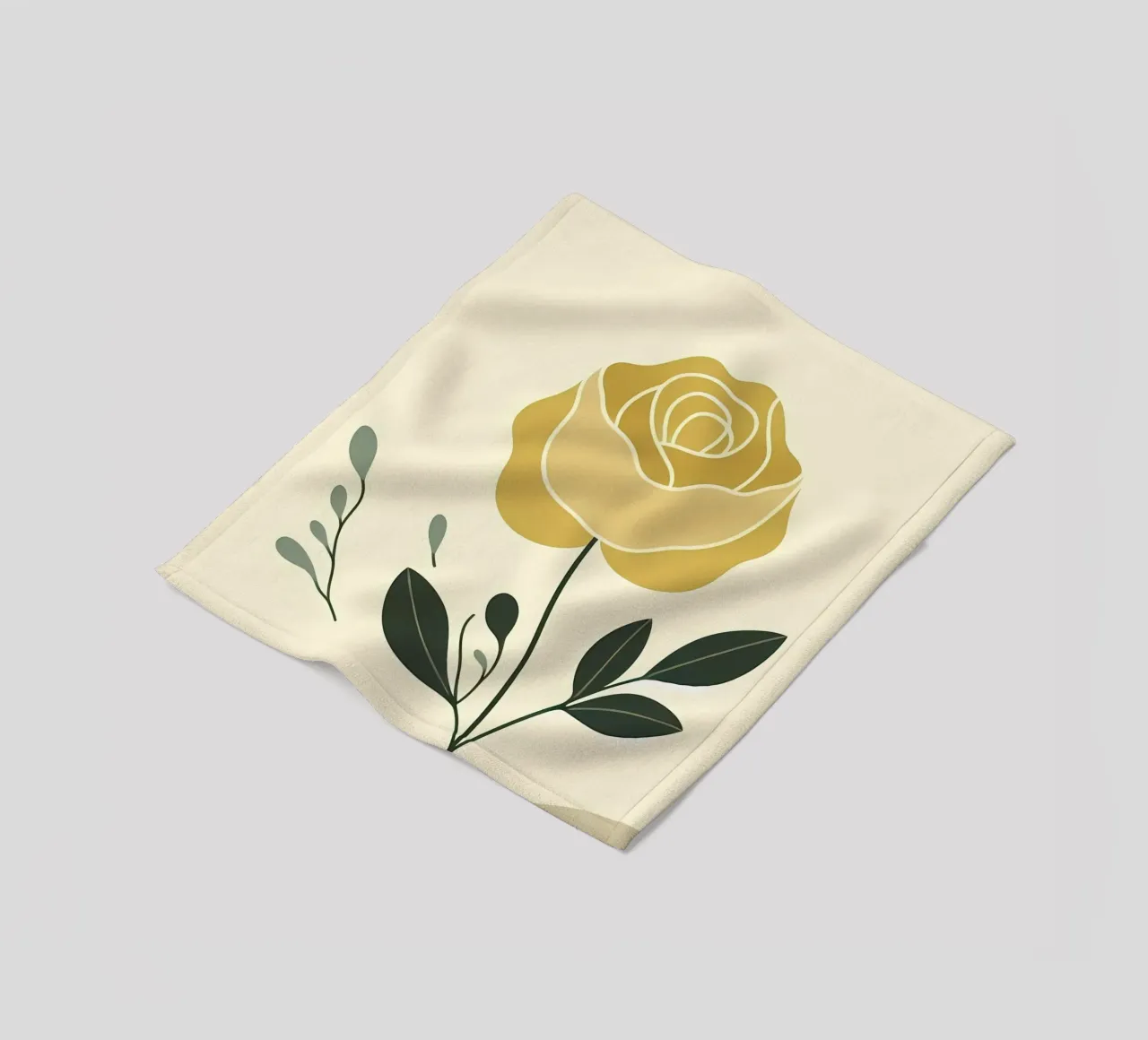 Dessin au trait minimaliste d'une rose jaune plaid polaire de Bloom And Brush