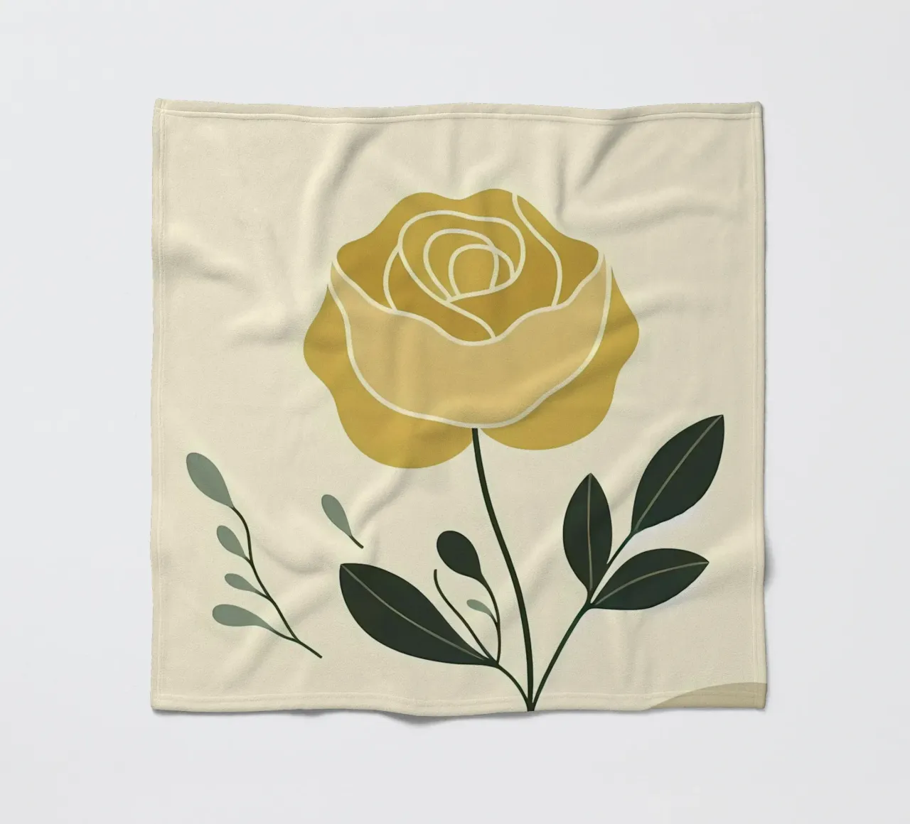 Dessin au trait minimaliste d'une rose jaune plaid polaire de Bloom And Brush
