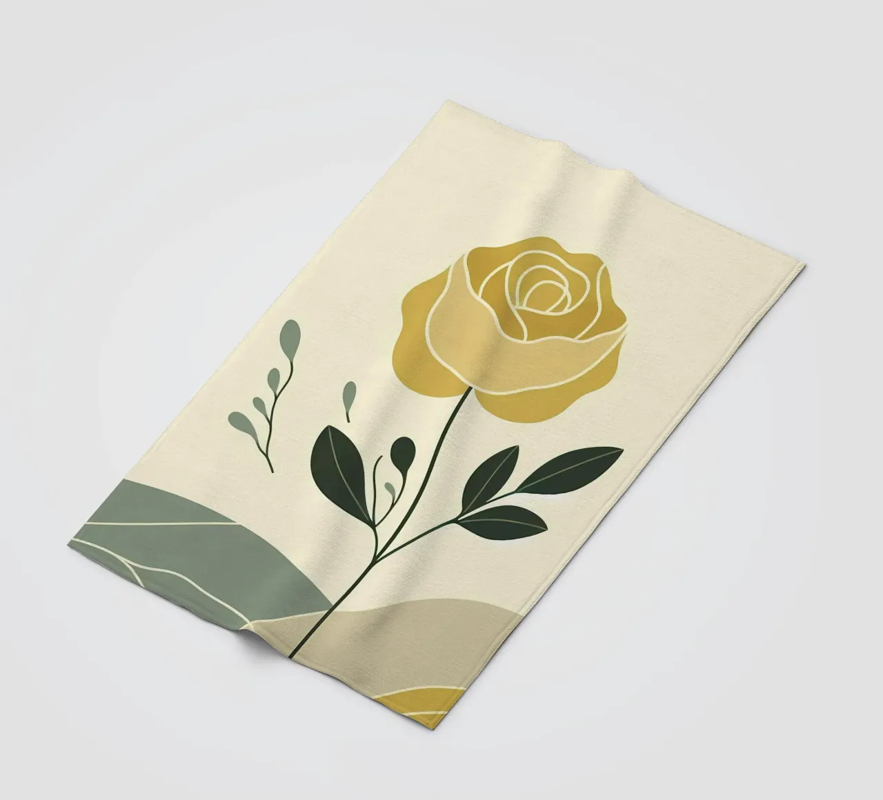 Dessin au trait minimaliste d'une rose jaune plaid polaire de Bloom And Brush