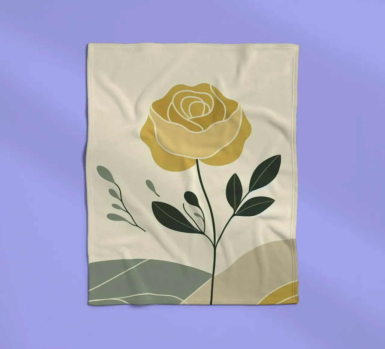 Dessin au trait minimaliste d'une rose jaune plaid polaire de Bloom And Brush