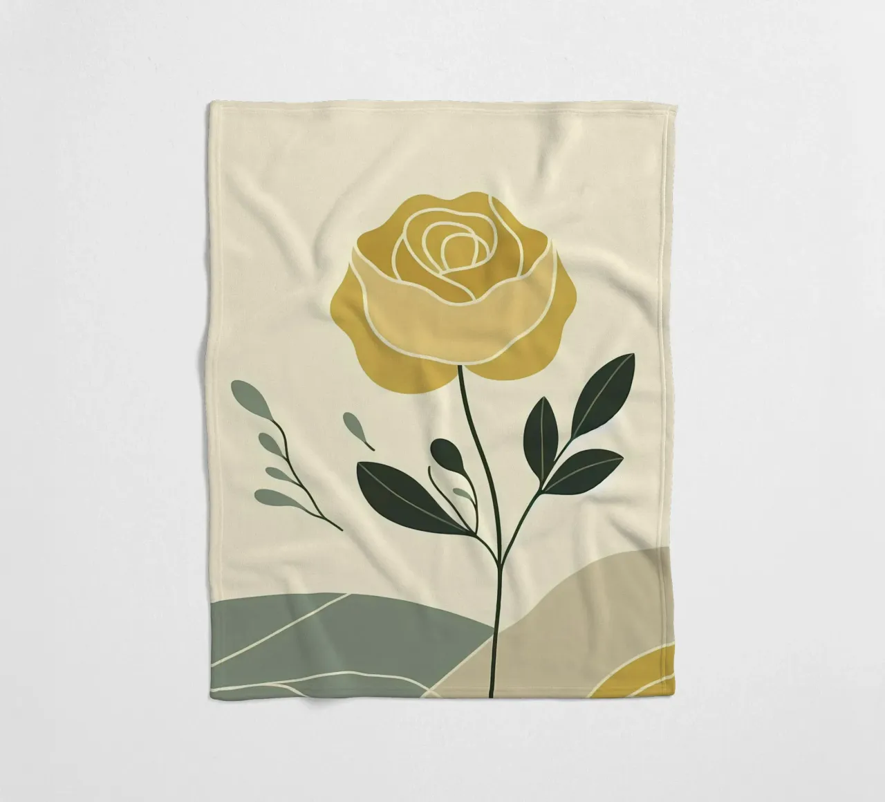 Dessin au trait minimaliste d'une rose jaune plaid polaire de Bloom And Brush
