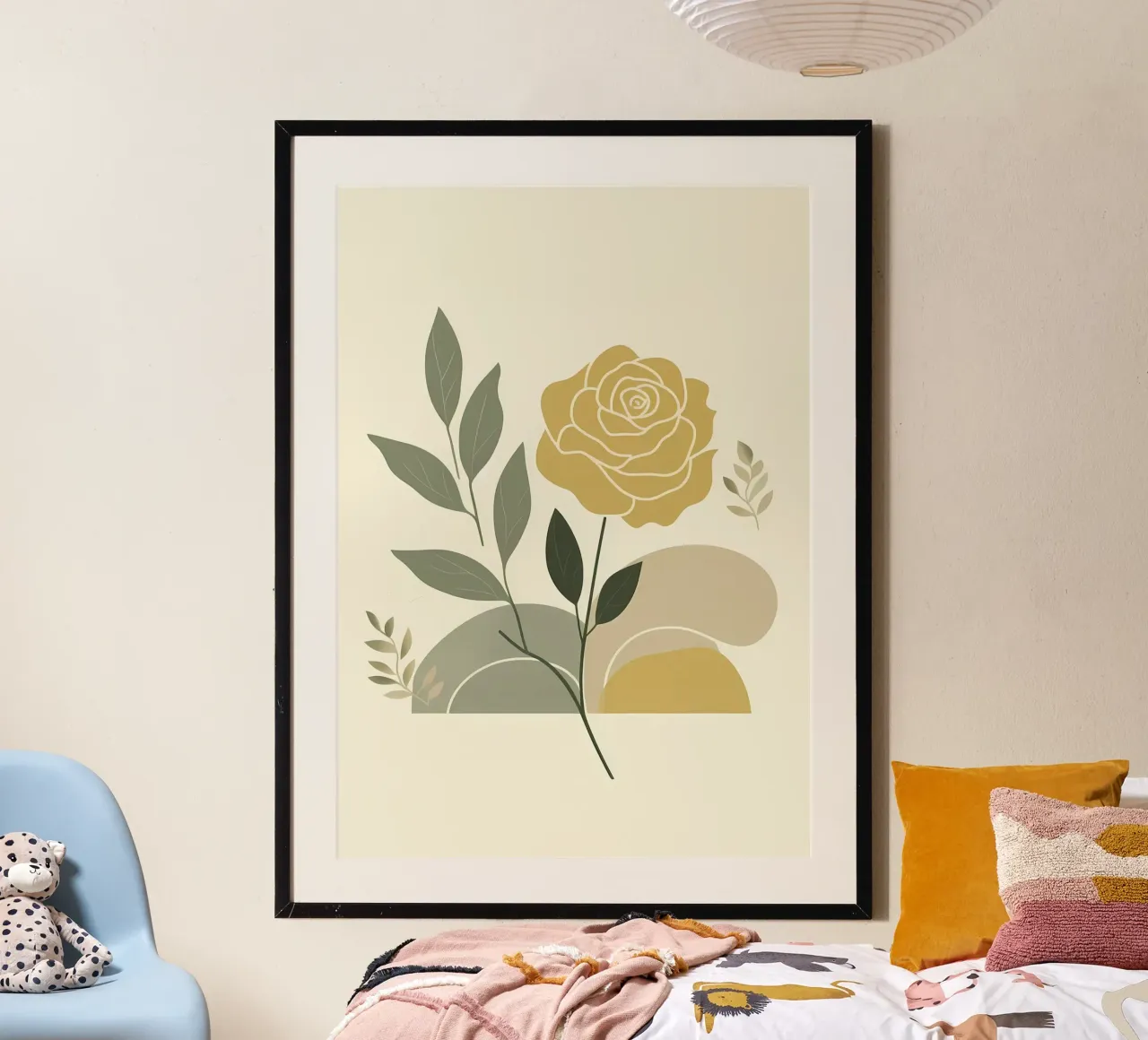 Dessin au trait minimaliste d'une rose jaune hahnemühle de Bloom And Brush