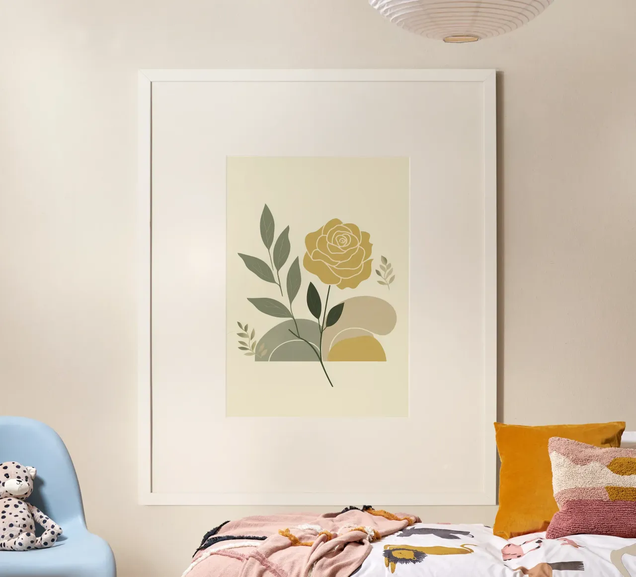 Dessin au trait minimaliste d'une rose jaune hahnemühle de Bloom And Brush