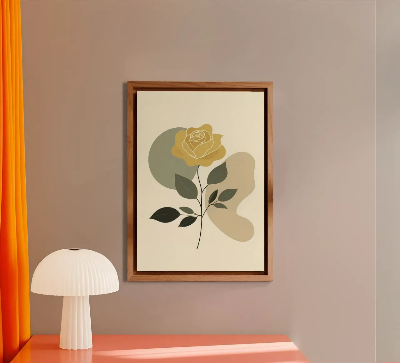 Dessin au trait minimaliste d'une rose jaune panneau forex de Bloom And Brush