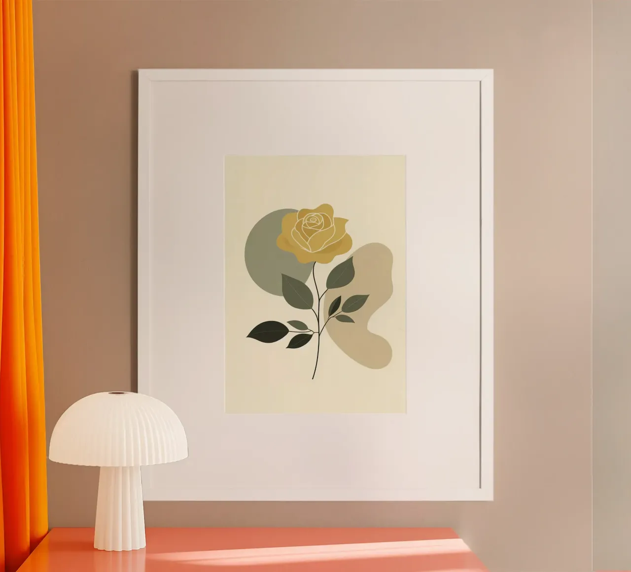 Dessin au trait minimaliste d'une rose jaune hahnemühle de Bloom And Brush