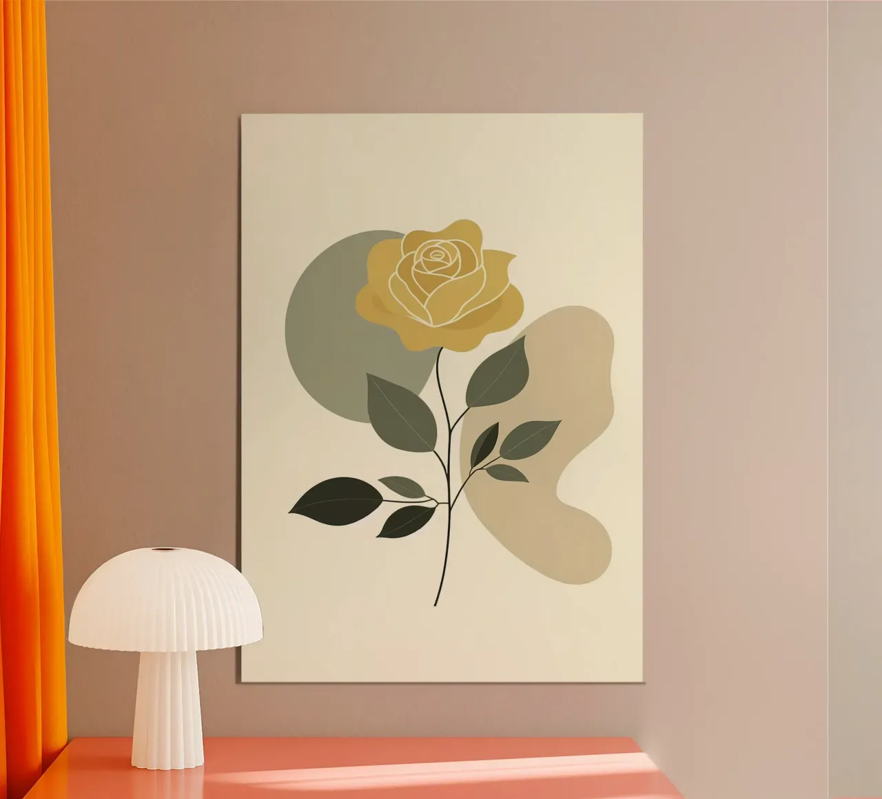 Dessin au trait minimaliste d'une rose jaune hahnemühle de Bloom And Brush