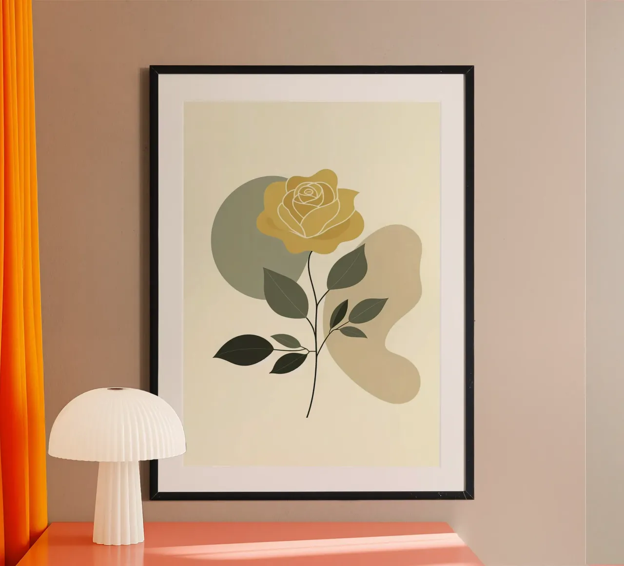 Dessin au trait minimaliste d'une rose jaune hahnemühle de Bloom And Brush