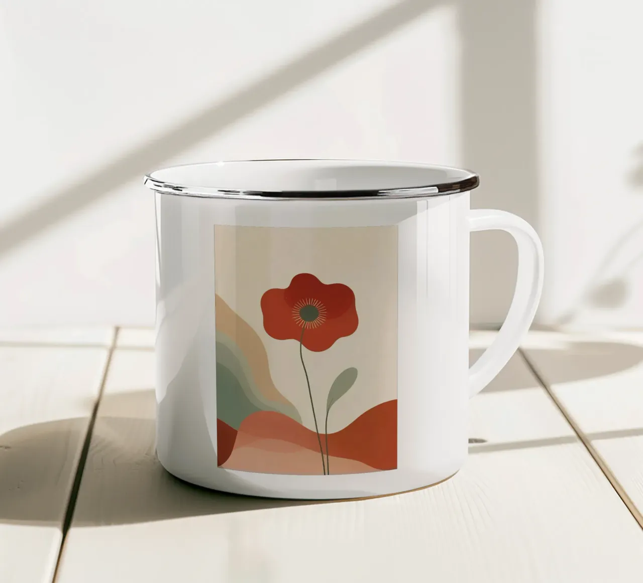Papavero astratto minimalista tazza in smalto da Bloom And Brush