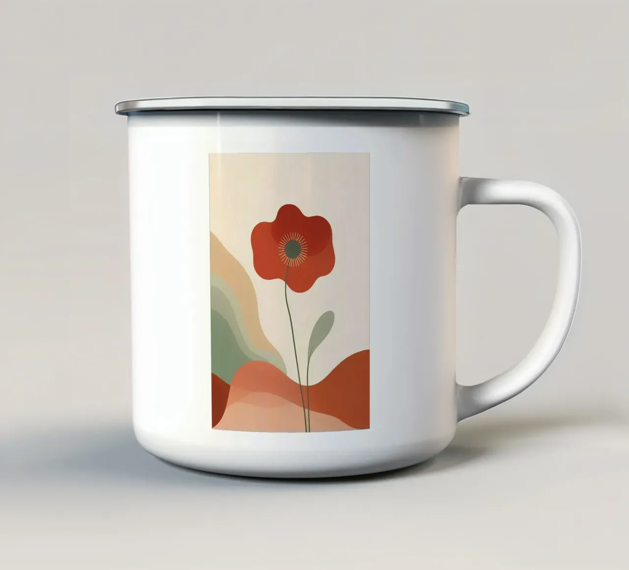 Papavero astratto minimalista tazza in smalto da Bloom And Brush