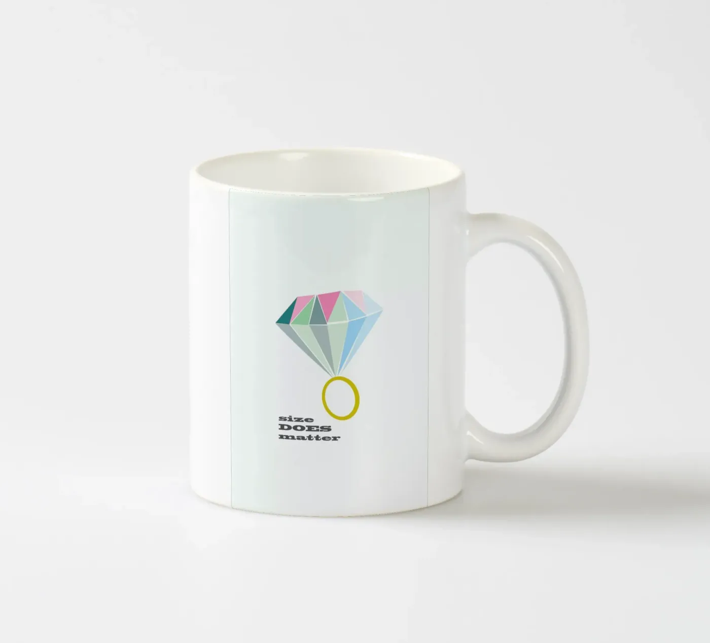 Size ceramic mug by Trabolt Design