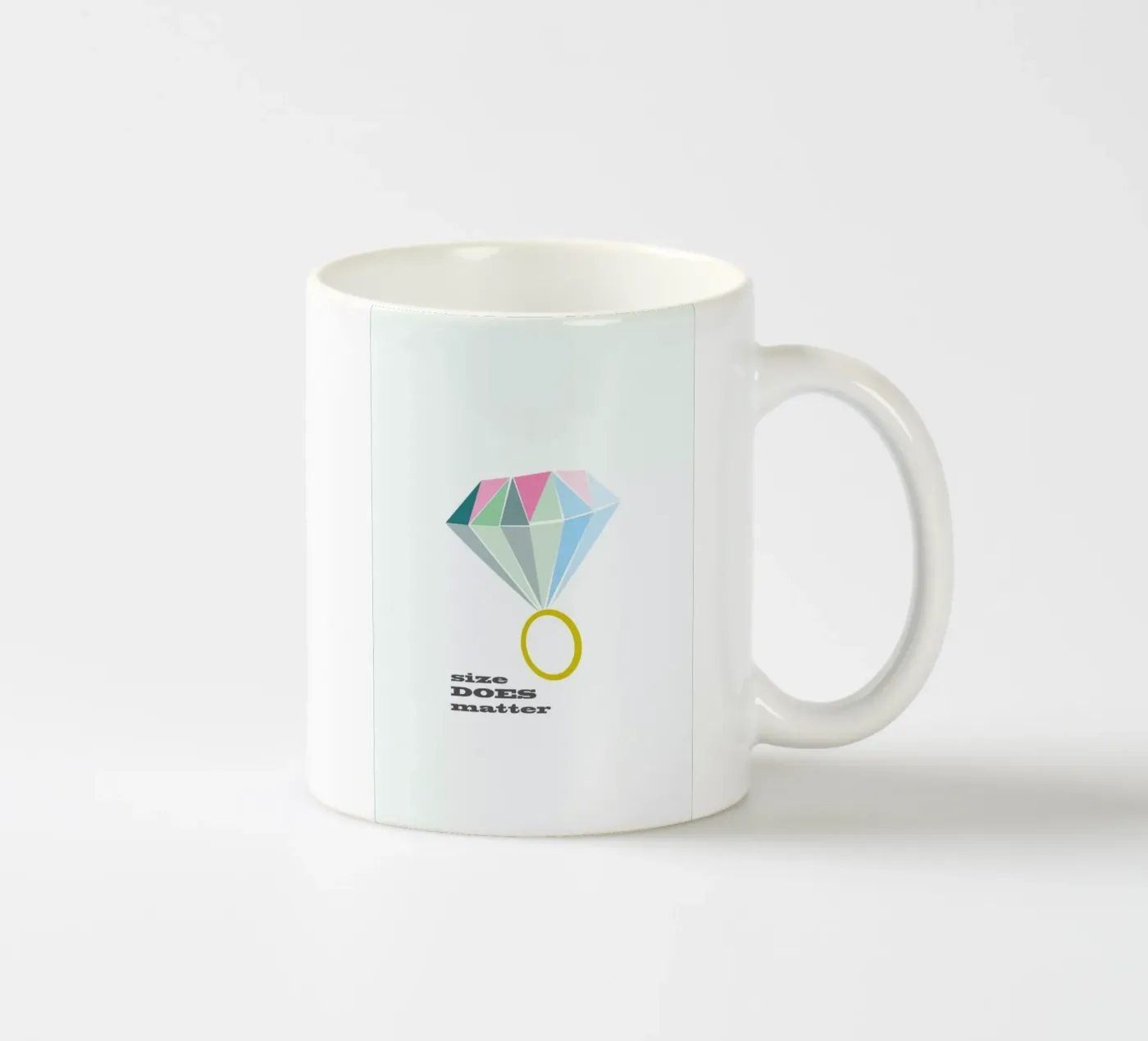 Size ceramic mug by Trabolt Design