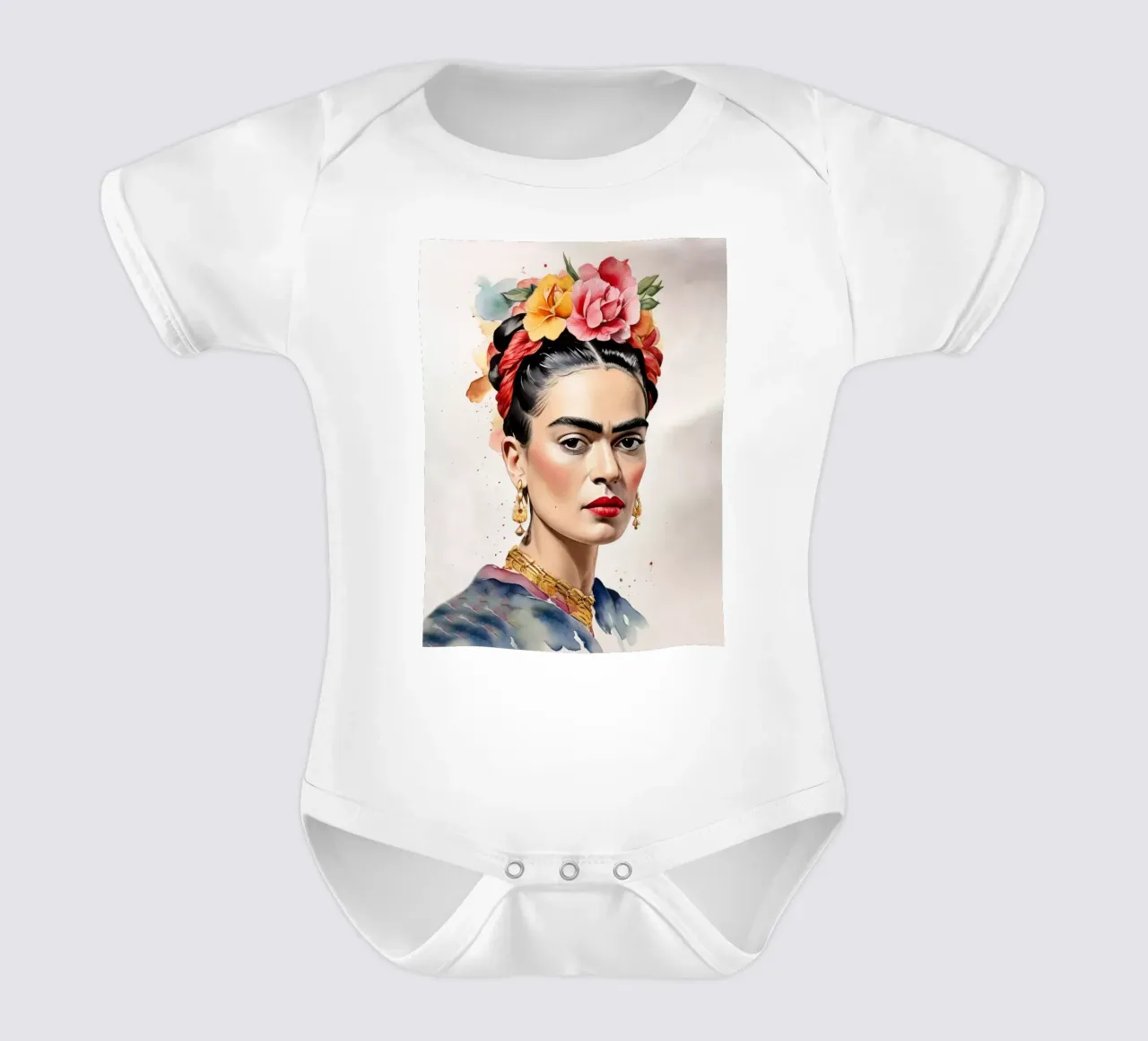 Frida Kahlo ad acquerello body neonato maniche corte da 🎁 ARTVI-SHOP