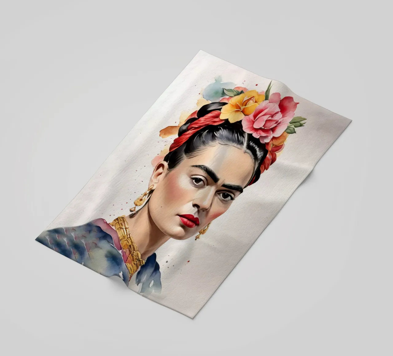 Frida Kahlo ad acquerello telo mare da 🎁 ARTVI-SHOP