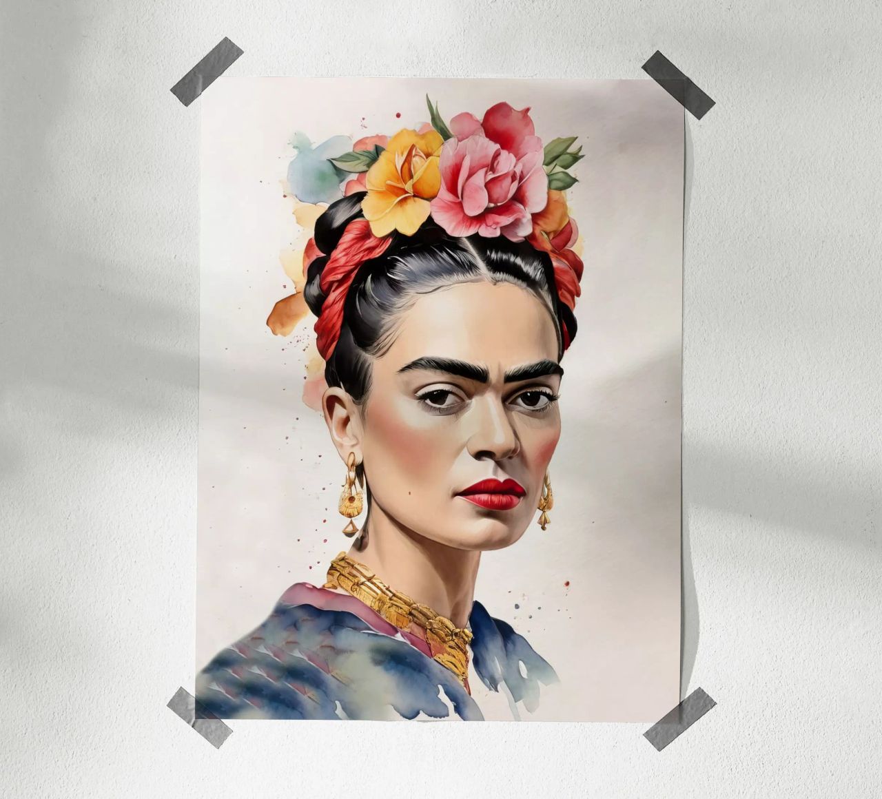 Frida Kahlo in Aquarell Poster von ARTVI-SHOP