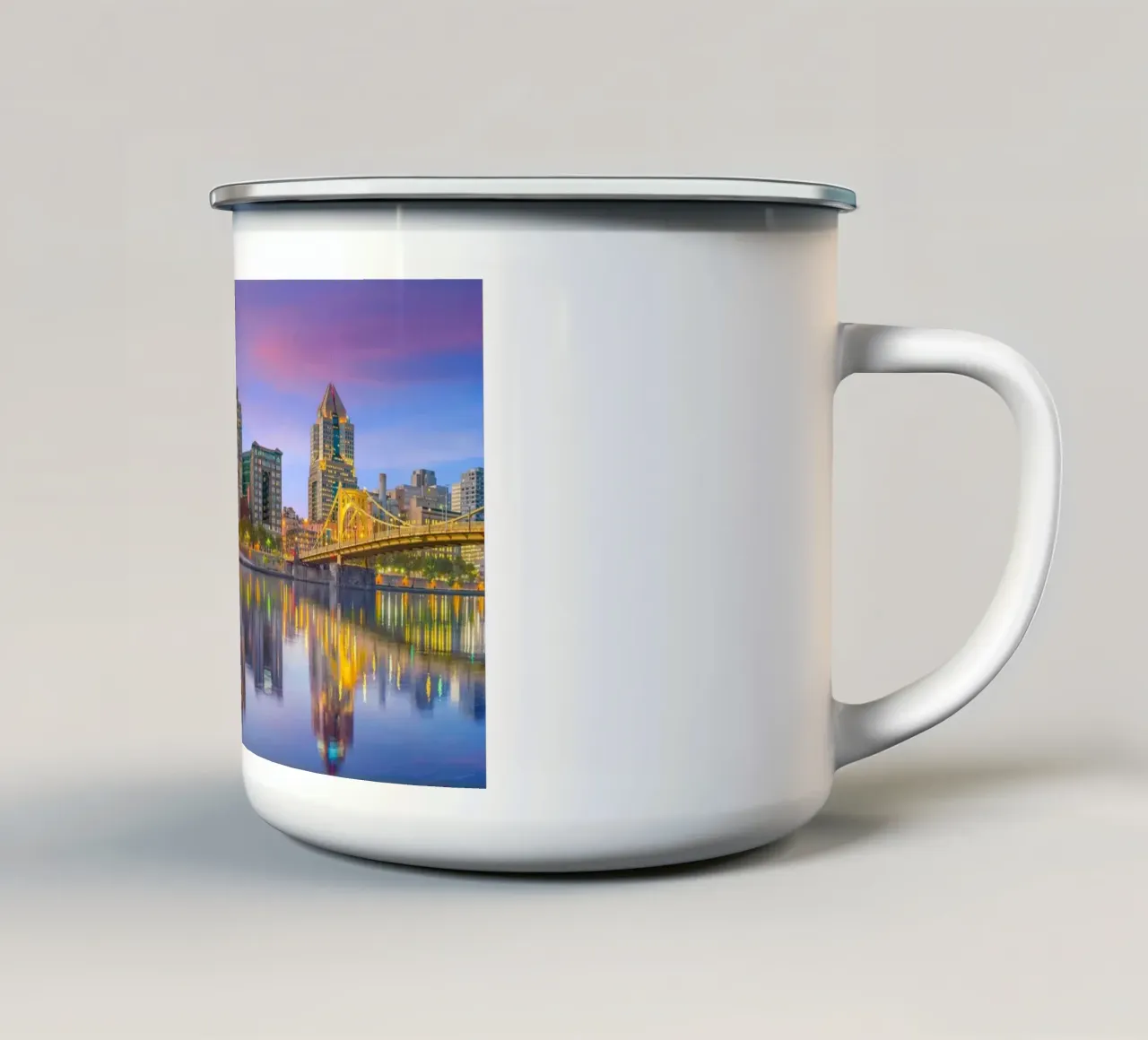 Ponti e Skyline di North Shore, Pittsburgh, USA tazza in smalto da Wanderlust Vibes