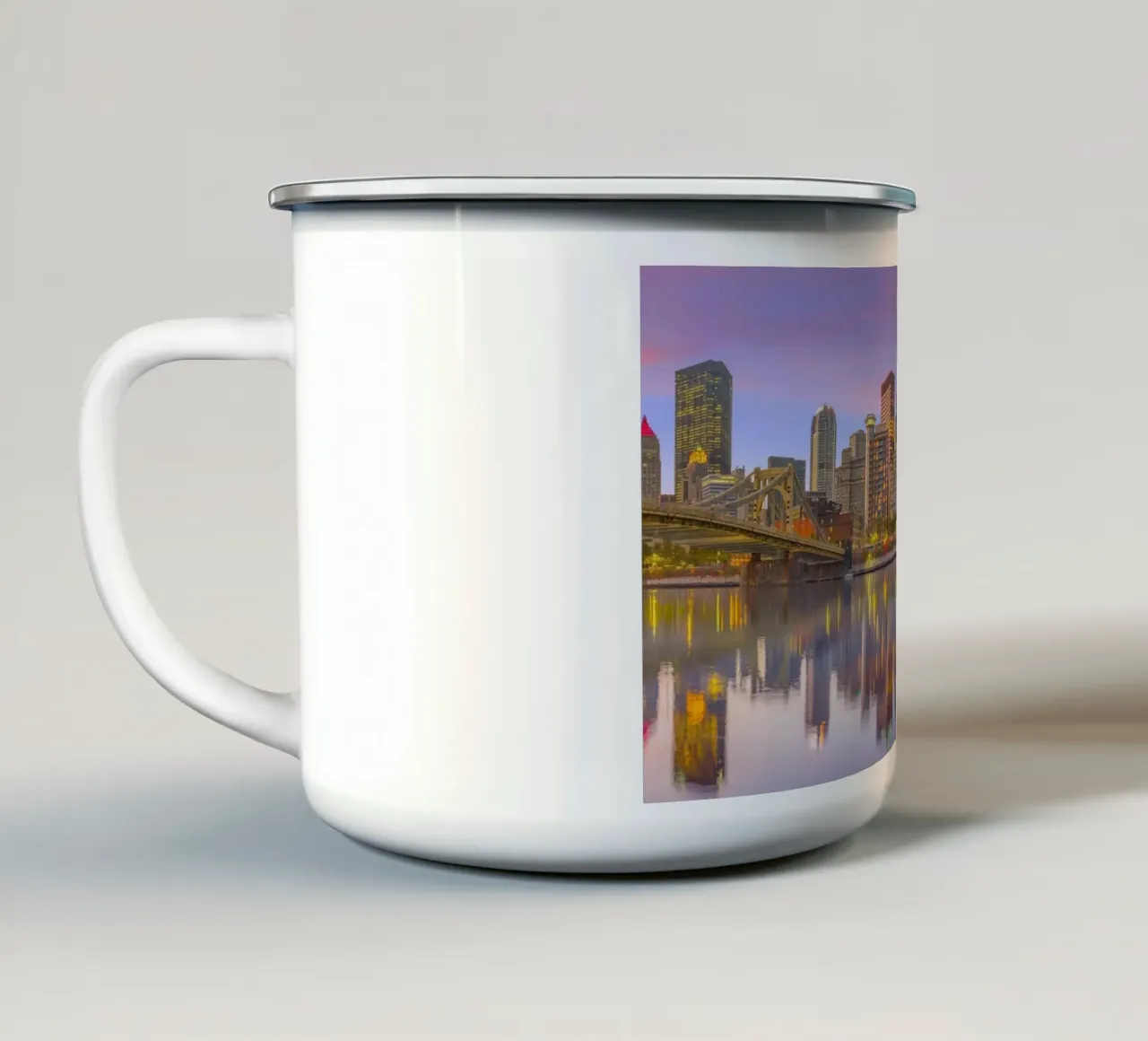 Ponti e Skyline di North Shore, Pittsburgh, USA tazza in smalto da Wanderlust Vibes