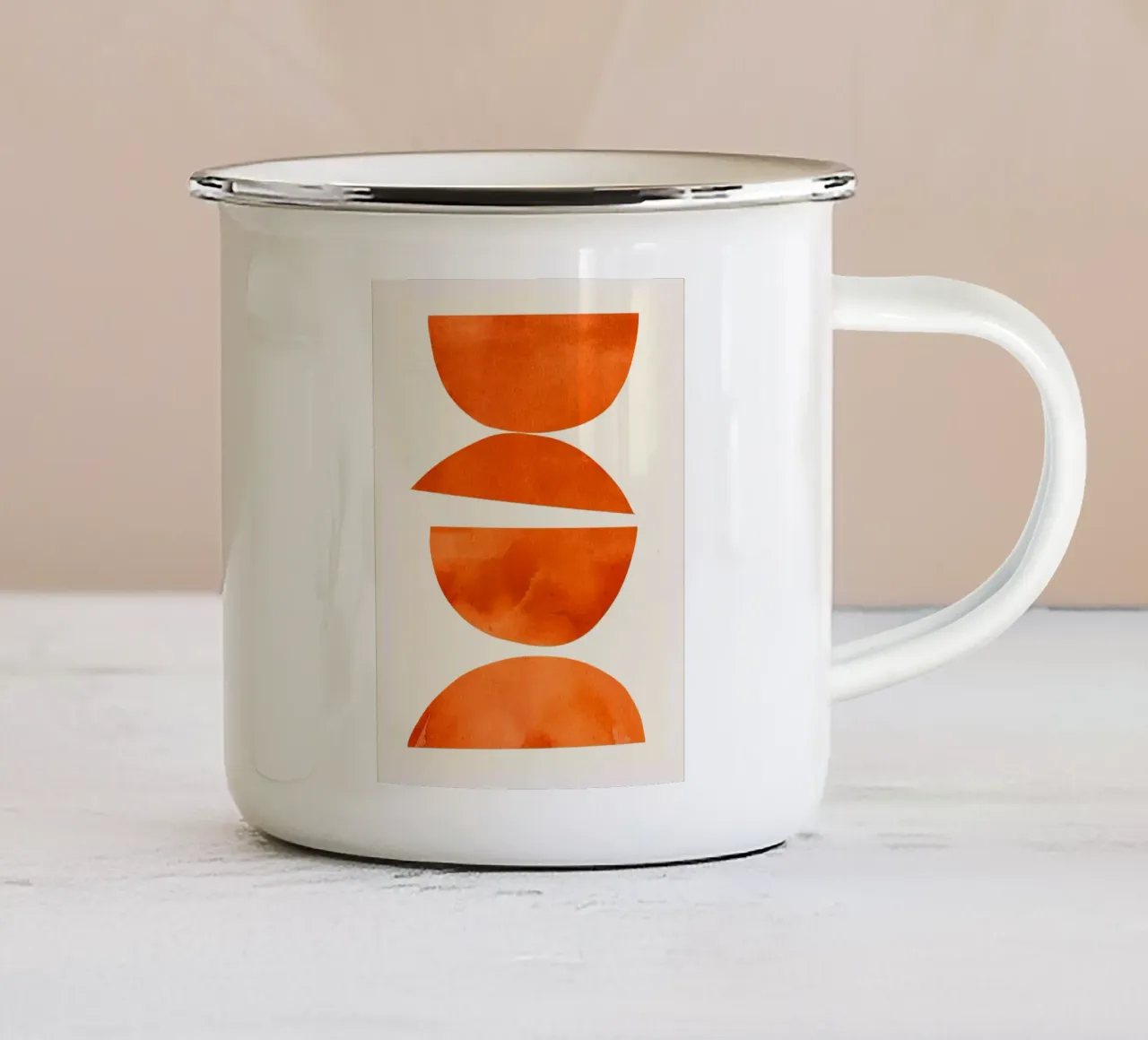 astratto minimale 23 - Equilibrio arancione tazza in smalto da ThingDesign