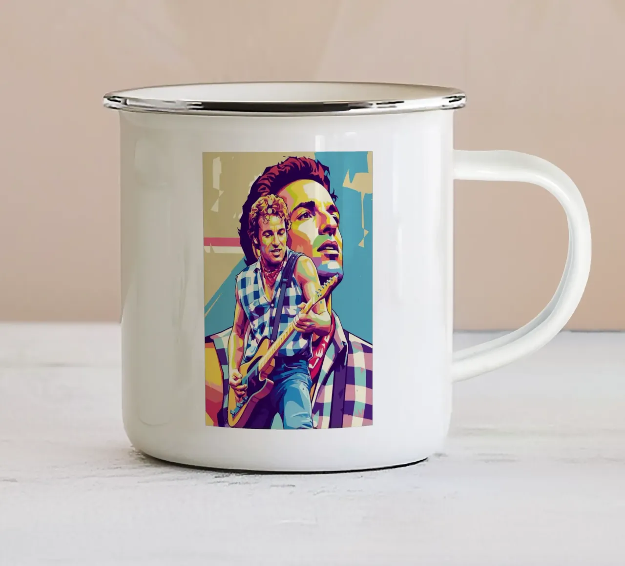 Bruce Springsteen pop art tazza in smalto da Hantamrata