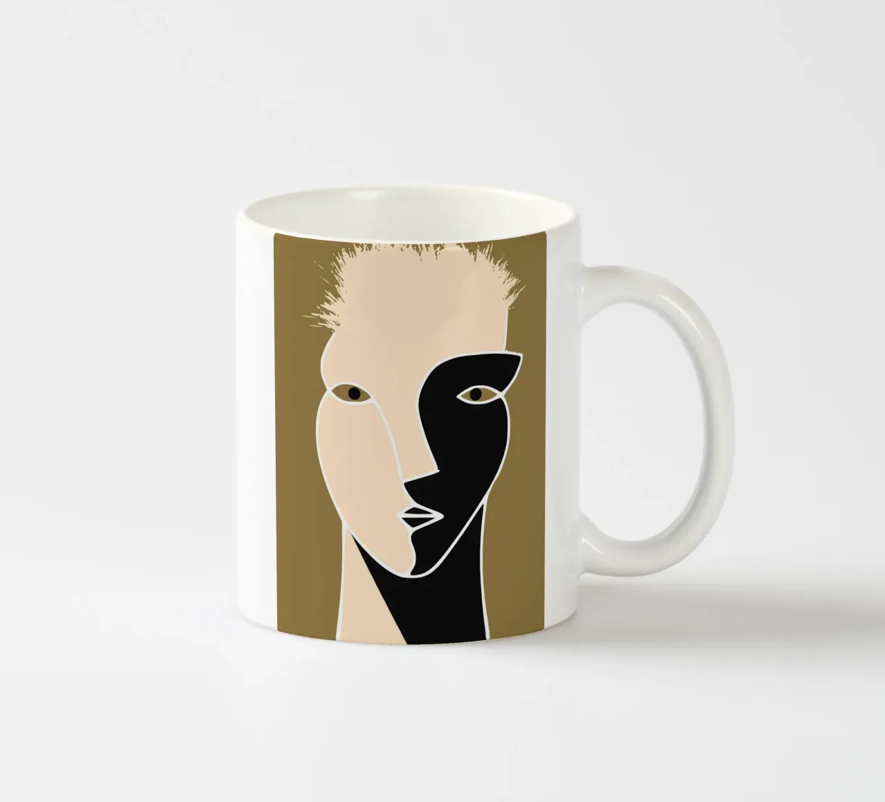 Pump face ceramic mug by Little Dean