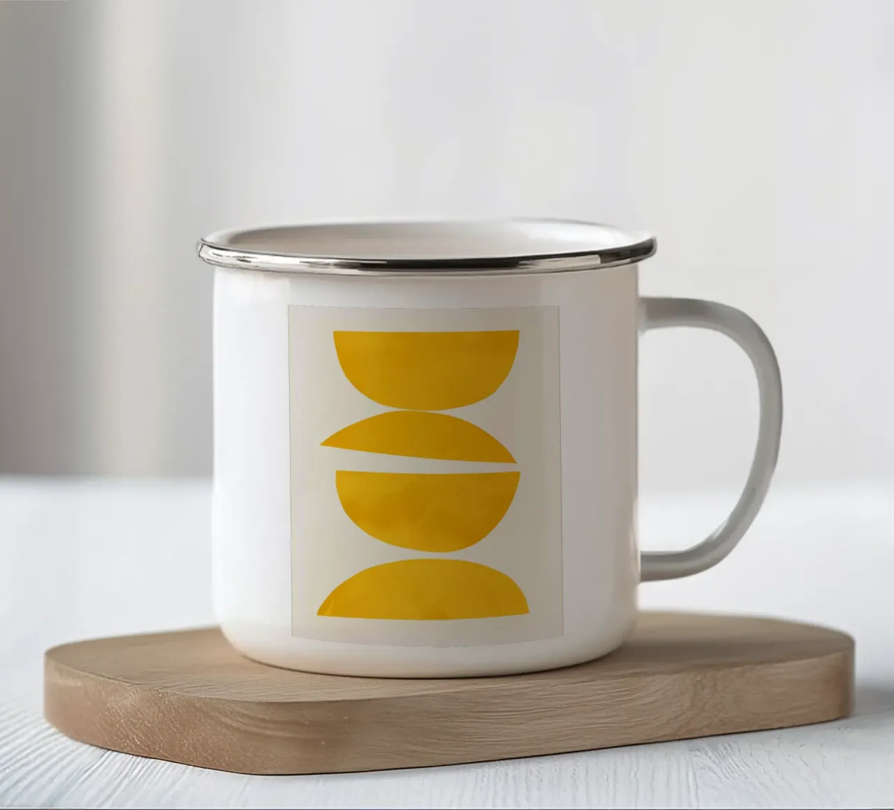 astratto minimale 23 - Equilibrio giallo tazza in smalto da ThingDesign