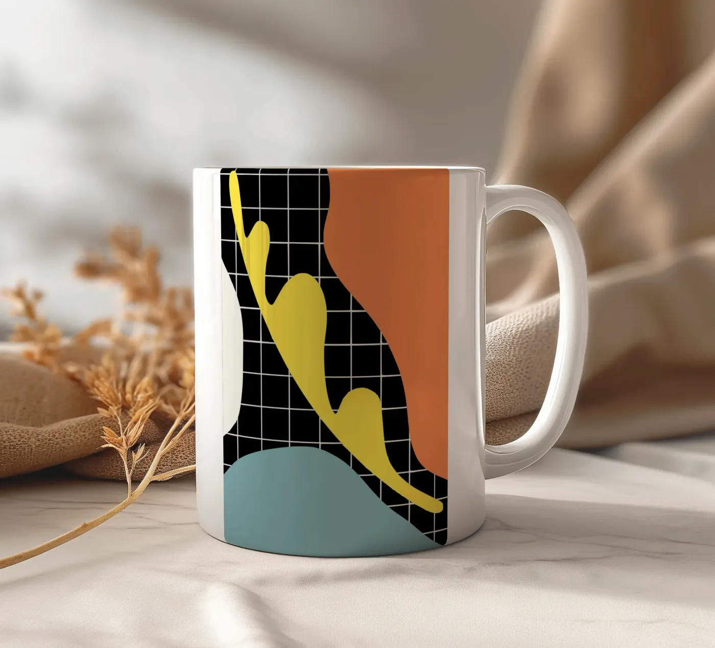Blue segment ceramic mug by Little Dean