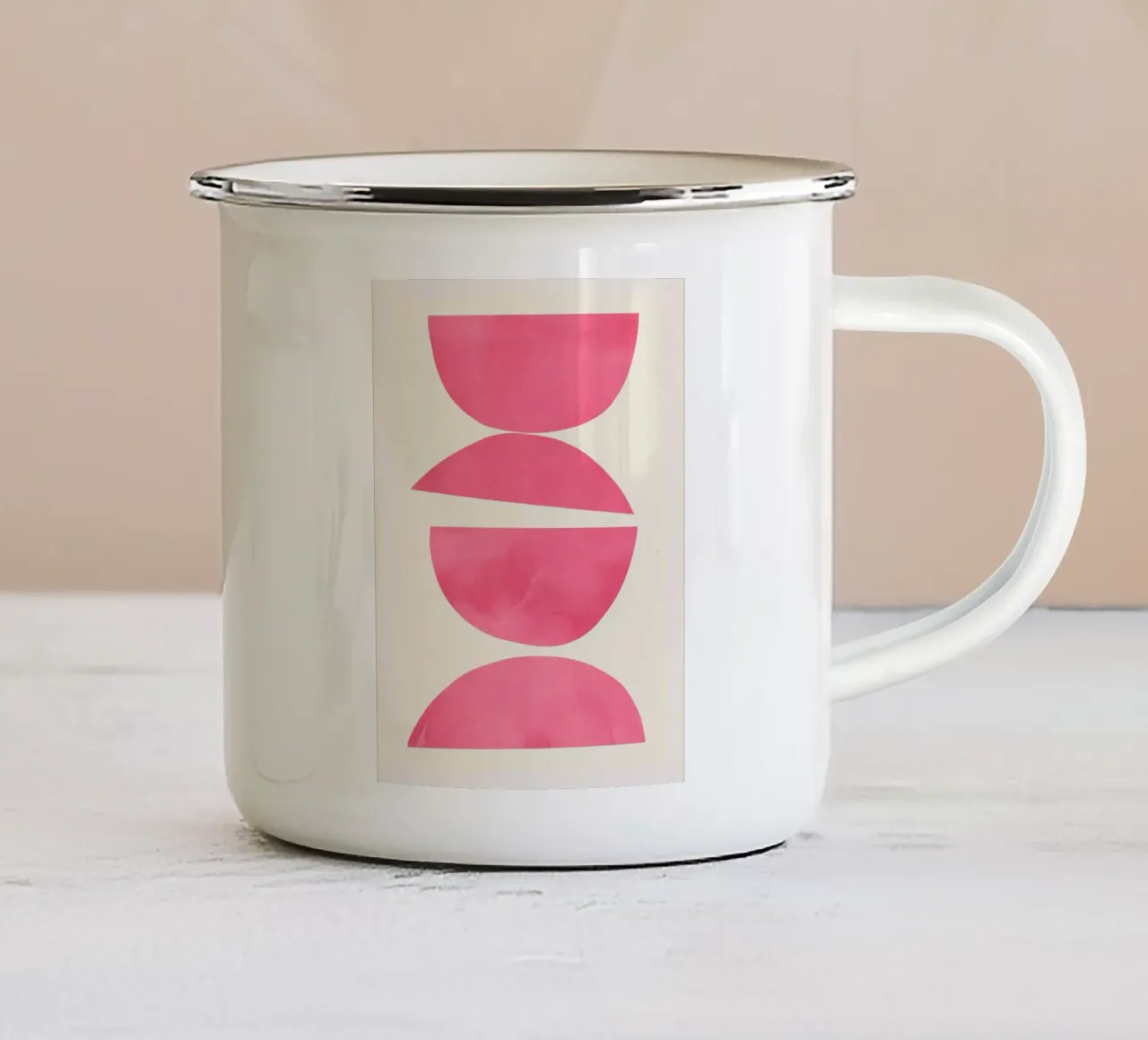 astratto minimale 23 - Equilibrio rosa tazza in smalto da ThingDesign