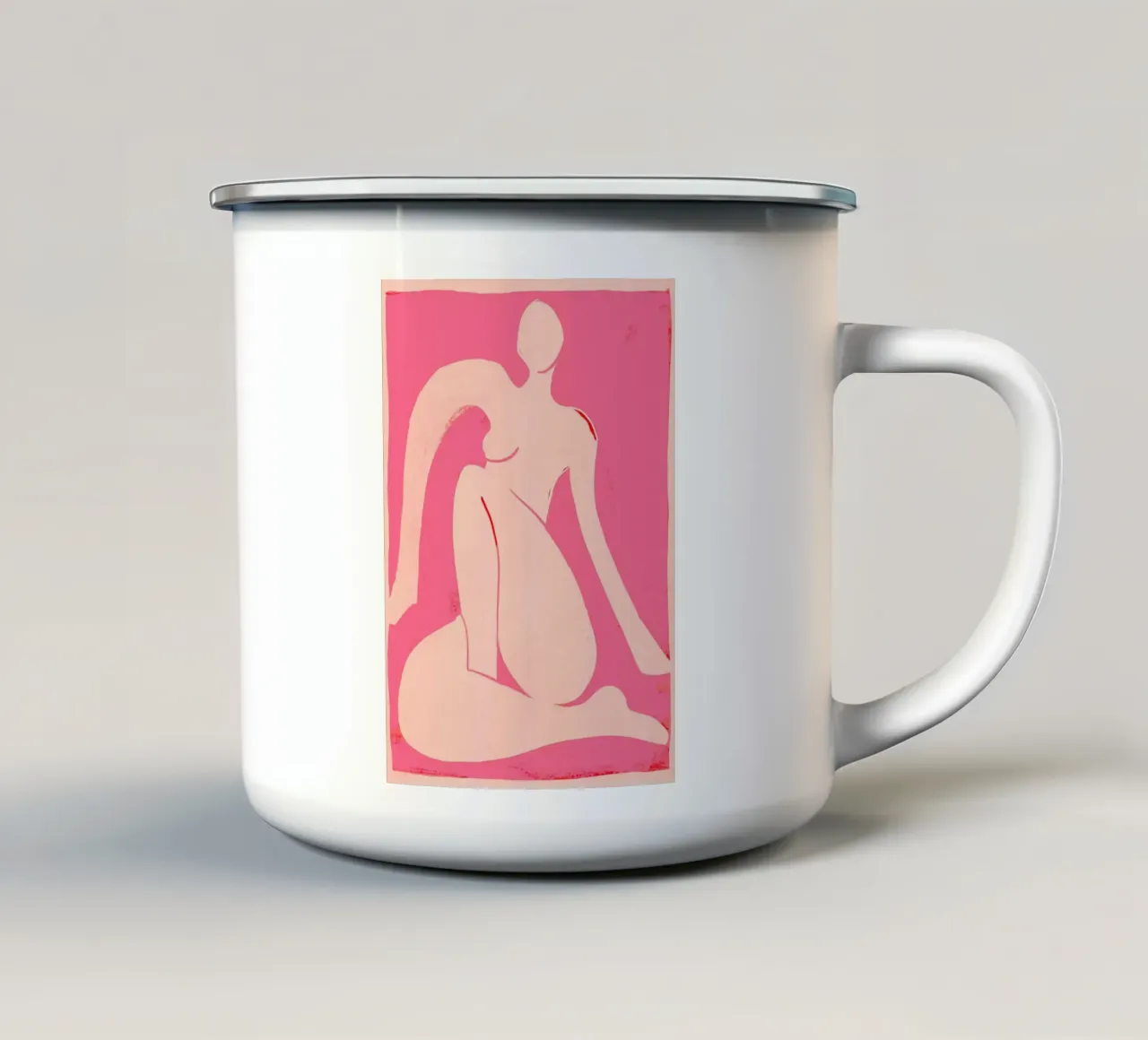 Figura femminile astratta rosa tazza in smalto da ThingDesign
