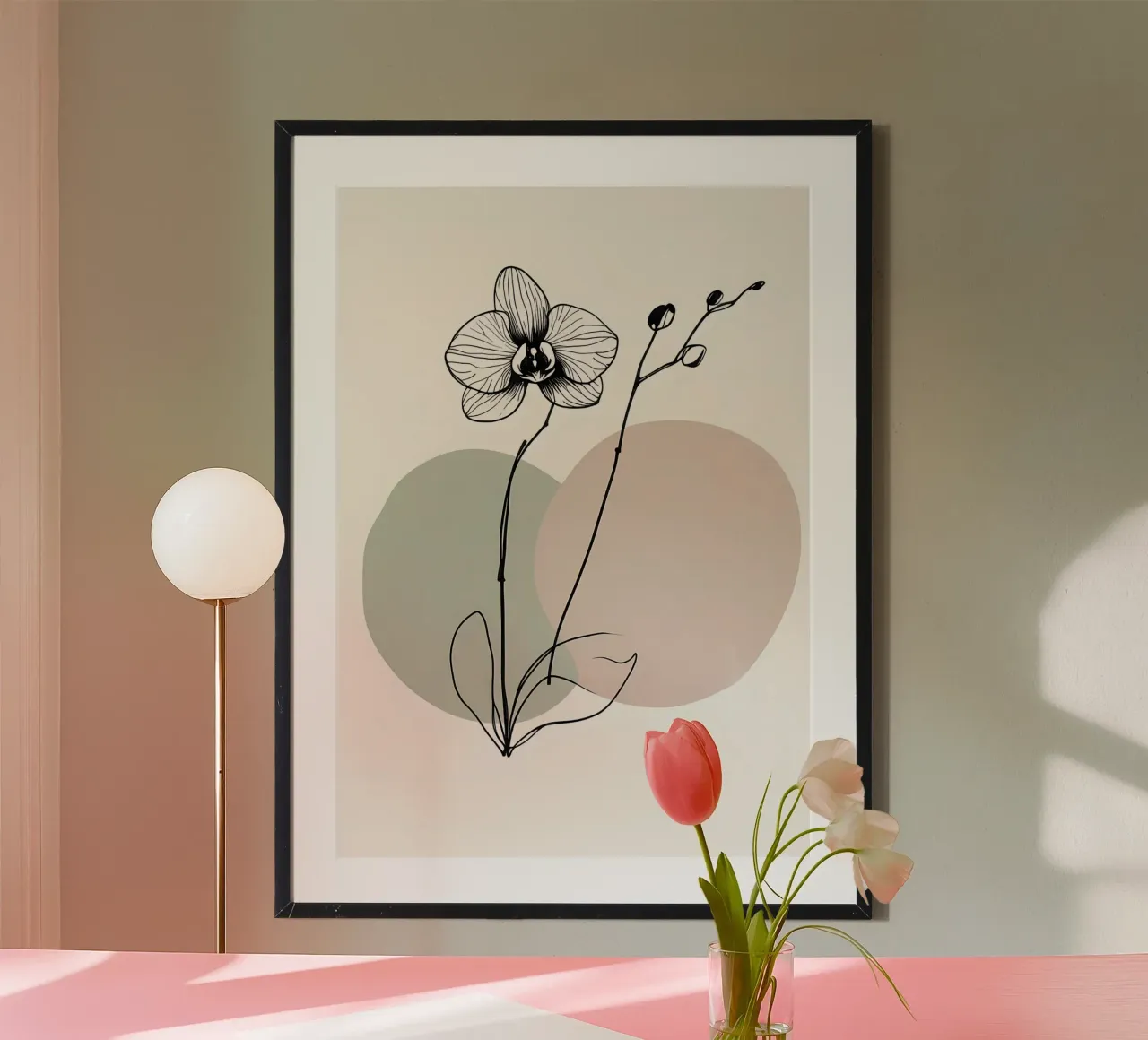Line art minimalista di un singolo fiore di orchidea carta hahnemühle da Bloom And Brush